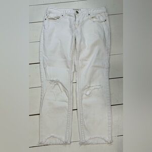 Free People White Straight Leg cropped distressed jeans Size 30
